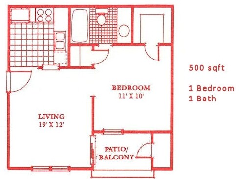 1 Bed • 1 Bath 228 floor plan